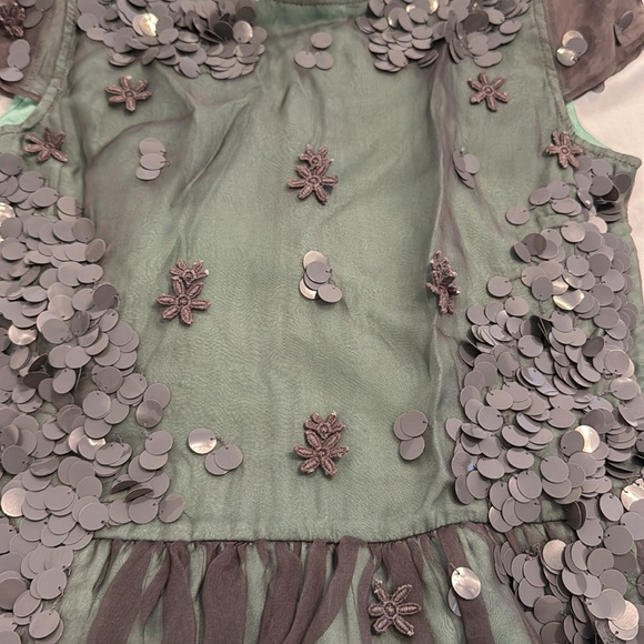 Miss Blumarine Green Sequin Kids Formal Dress Miss Blumarine Green Sequin Kids Formal Dress